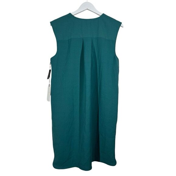Leith Shift Dress Size S Teal Blue Boxy Pockets‎ V-Neck Woven Pleat Detail NWT - Picture 11 of 11